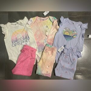 Gap New 18/24 Organic Cotton Sets, Brannan Favorites, Rainbow Bodysuit Pants